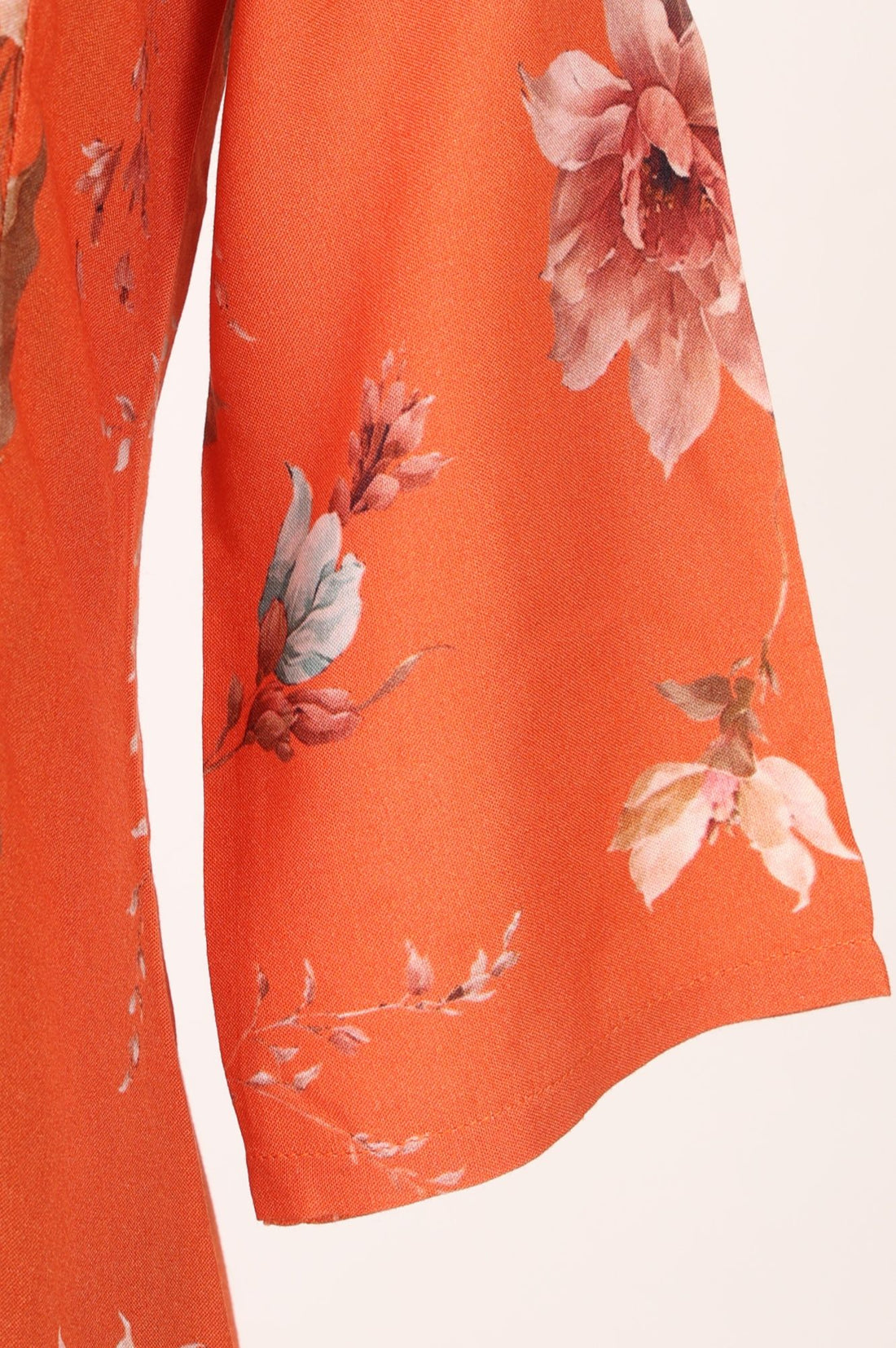Orange Floral Printed Rayon Straight Kurta with Pant and Dupatta Set