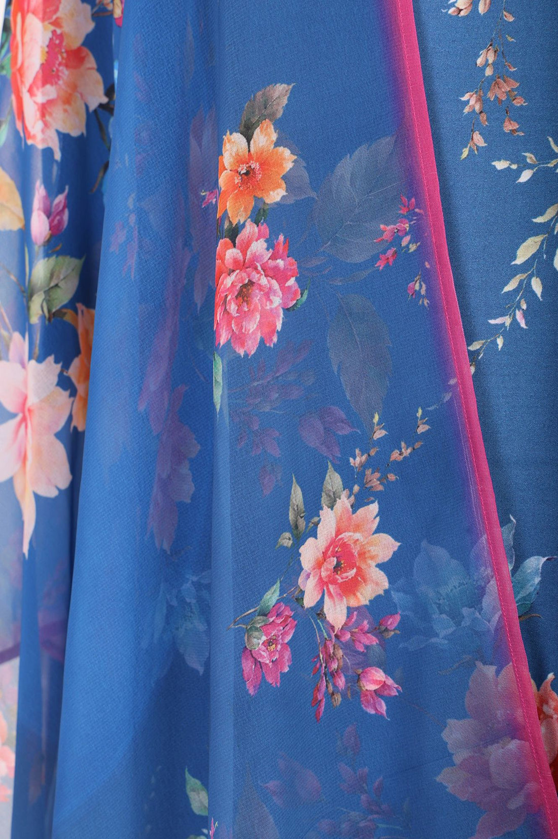 Blue Floral Printed Rayon Straight Kurta with Straight Pants and Dupatta Set