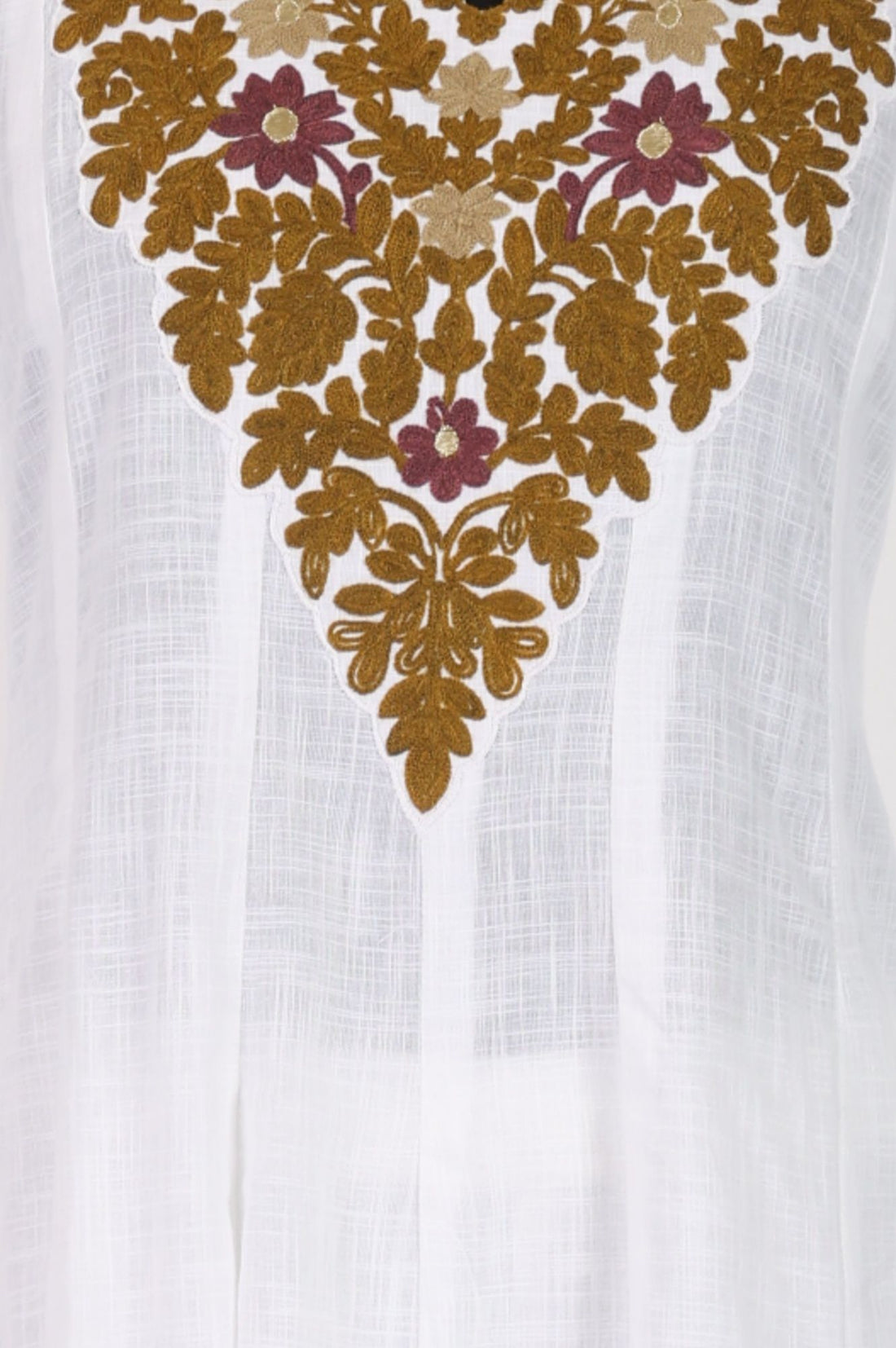 White Thread Embroidered Pure Cotton Flared Kurta with Trousers and Dupatta Set