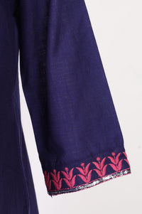 Purple Thread Embroidered Pure Cotton Straight Kurta with Trousers anmd Dupatta Set