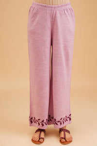 Pink Botanical Printed Jacquard Acrylic Straight Winter Kurta with Palazzo Set