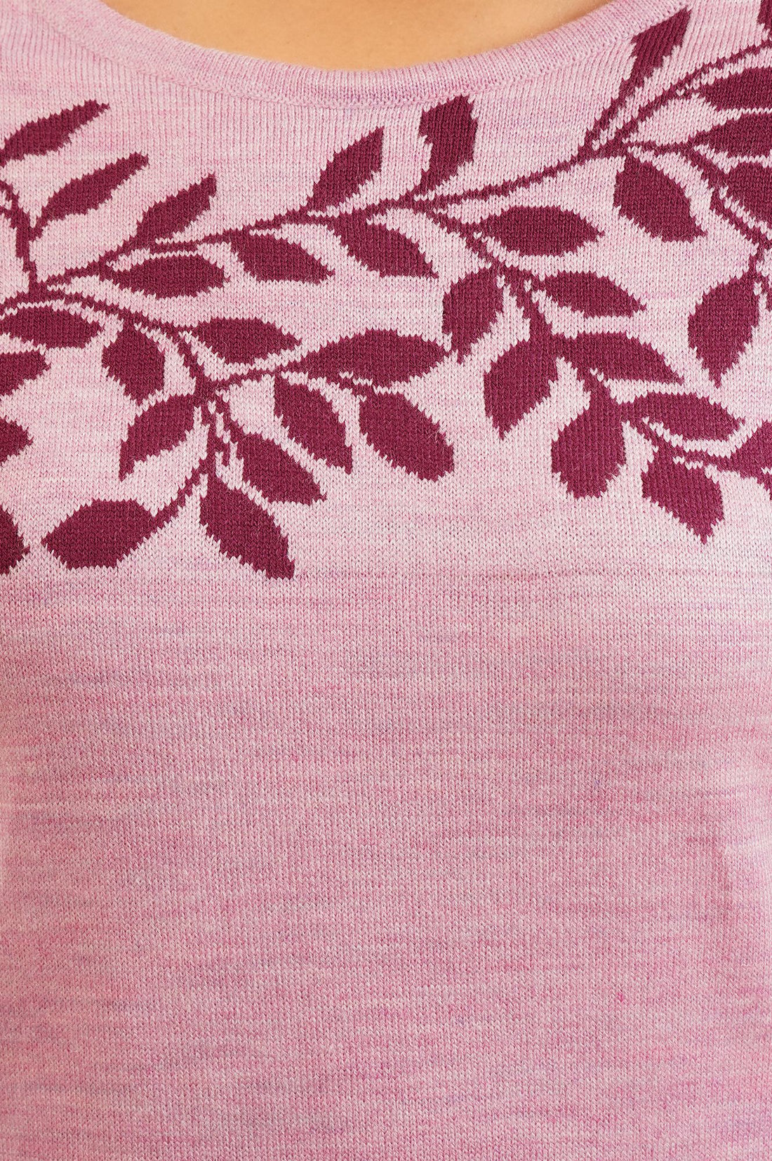 Pink Botanical Printed Jacquard Acrylic Straight Winter Kurta with Palazzo Set