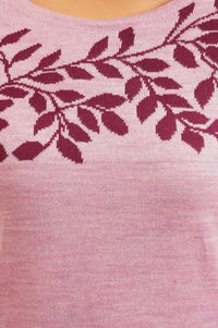 Pink Botanical Printed Jacquard Acrylic Straight Winter Kurta with Palazzo Set