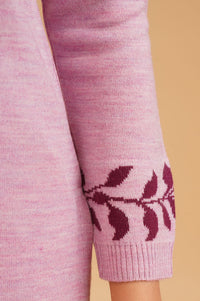 Pink Botanical Printed Jacquard Acrylic Straight Winter Kurta with Palazzo Set