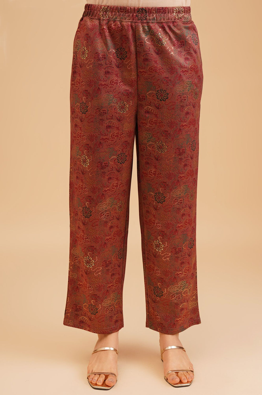 Maroon Jacquard Straight Winter Kurta with Palazzo Set