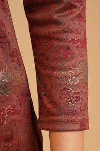 Maroon Jacquard Straight Winter Kurta with Palazzo Set