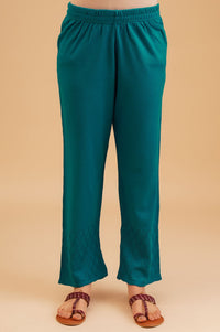 Teal Embroidered Acrylic Straight Winter Kurta with Palazzo and Shawl Set