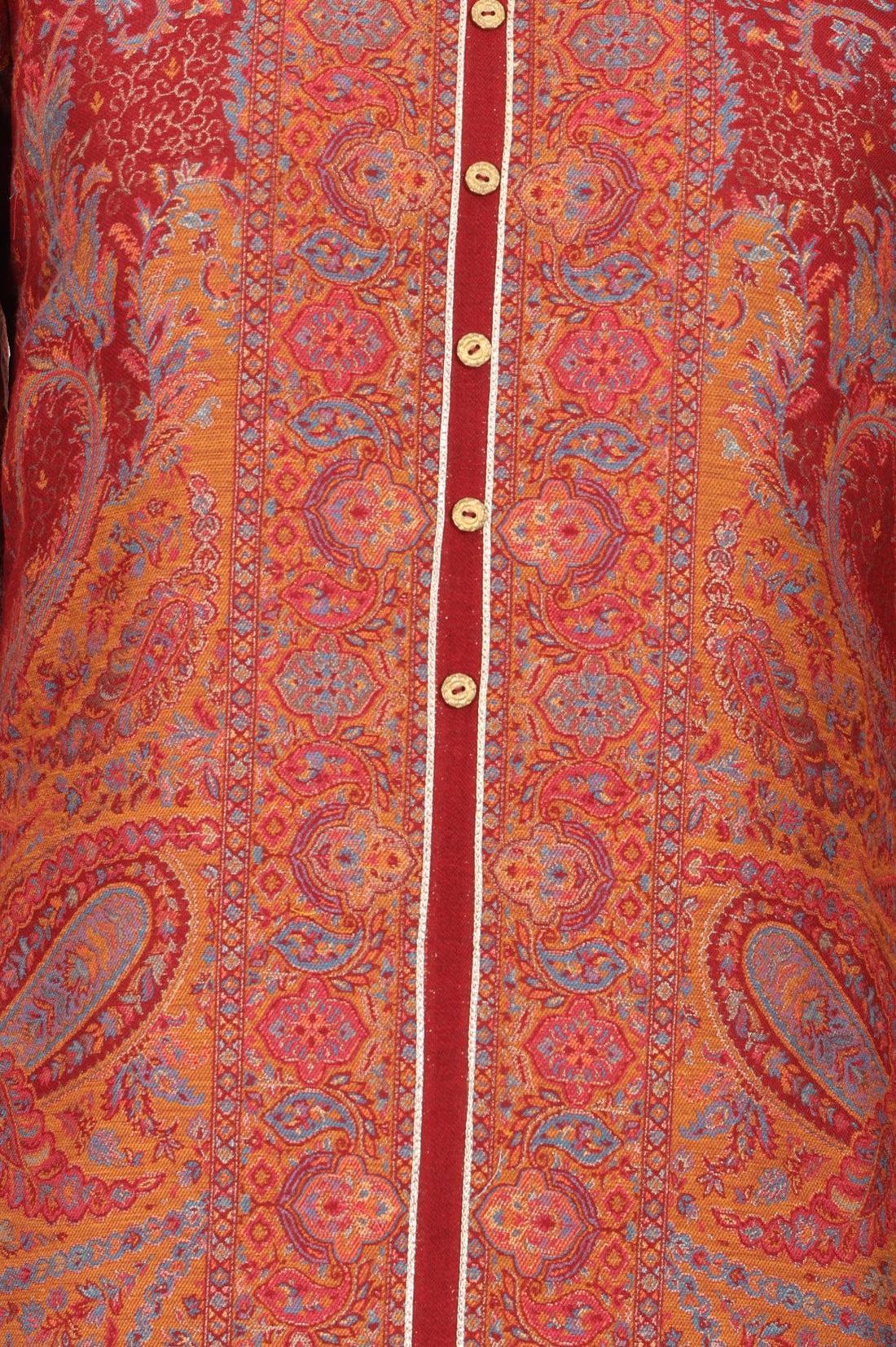 Maroon Jacquard Zari Paisley Printed Straight Winter Kurta with Palazzo Set