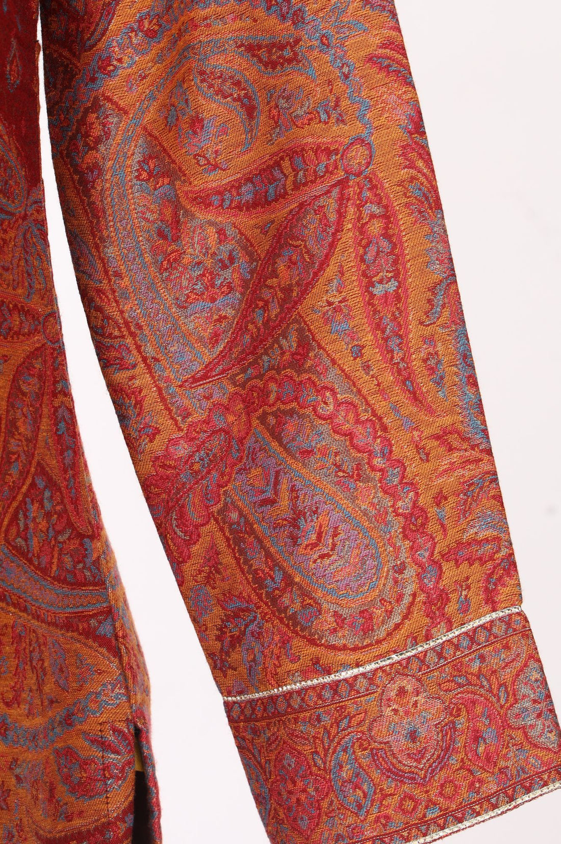 Maroon Jacquard Zari Paisley Printed Straight Winter Kurta with Palazzo Set