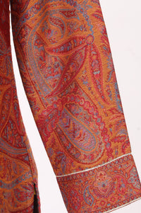 Maroon Jacquard Zari Paisley Printed Straight Winter Kurta with Palazzo Set
