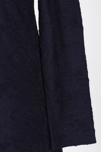 Navy Blue Velvet Texture Straight Winter Kurti with Palazzo Set