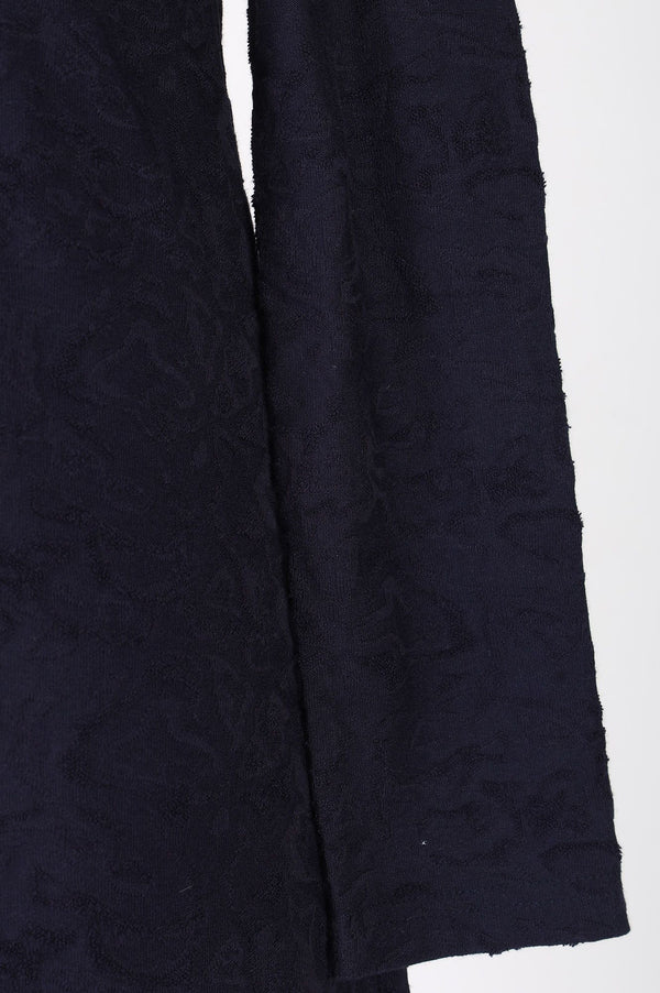 Navy Blue Velvet Texture Straight Winter Kurti with Palazzo Set