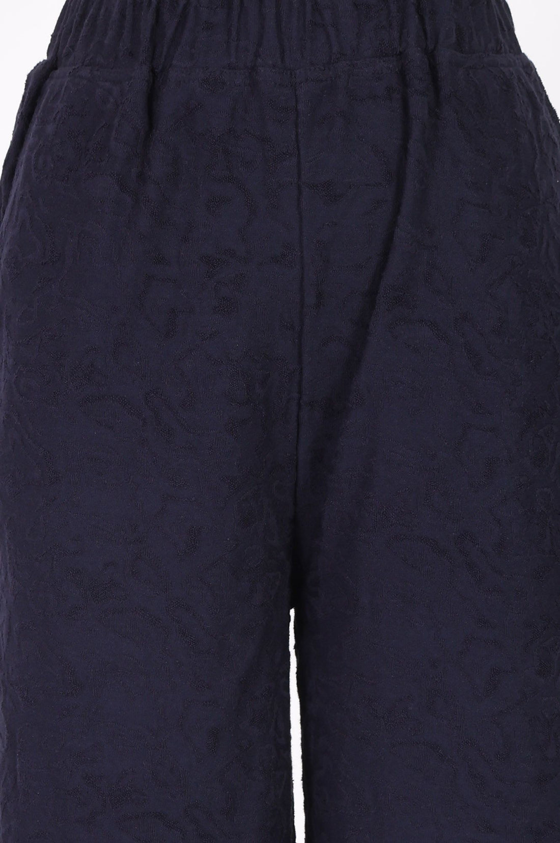 Navy Blue Velvet Texture Straight Winter Kurti with Palazzo Set
