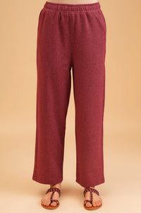 Burgundy Jacquard Straight Winter Kurta with Palazzo Set