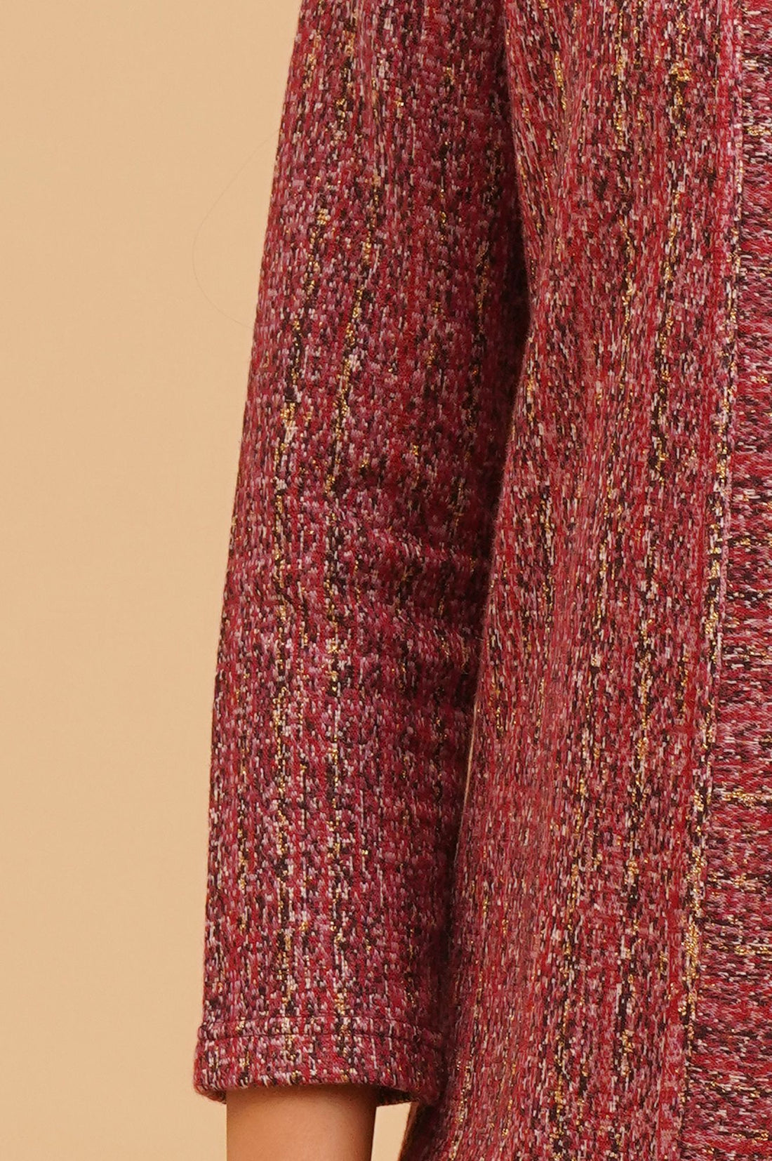 Burgundy Jacquard Straight Winter Kurta with Palazzo Set