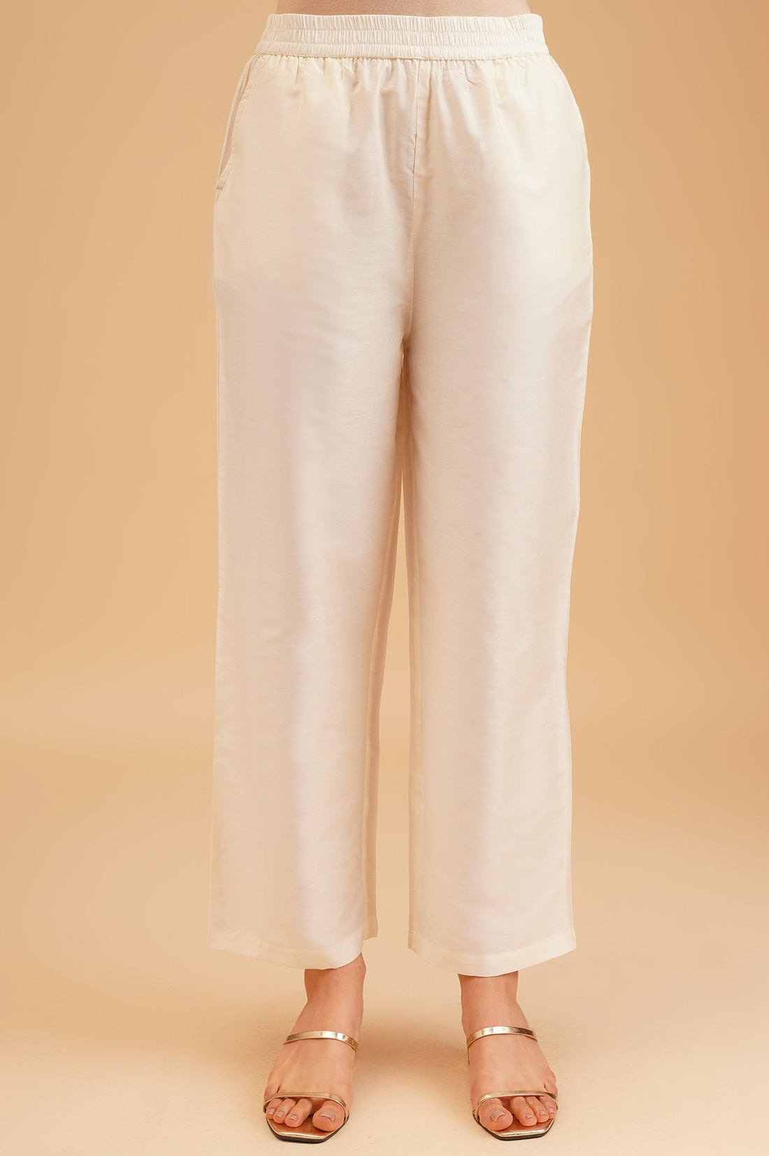 Off White Thread Embroidered Straight Kurta with Palazzo and Dupatta Set