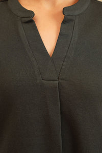 Charcoal Solid Lycra Straight Winter Top with Palazzo Co-ord Set