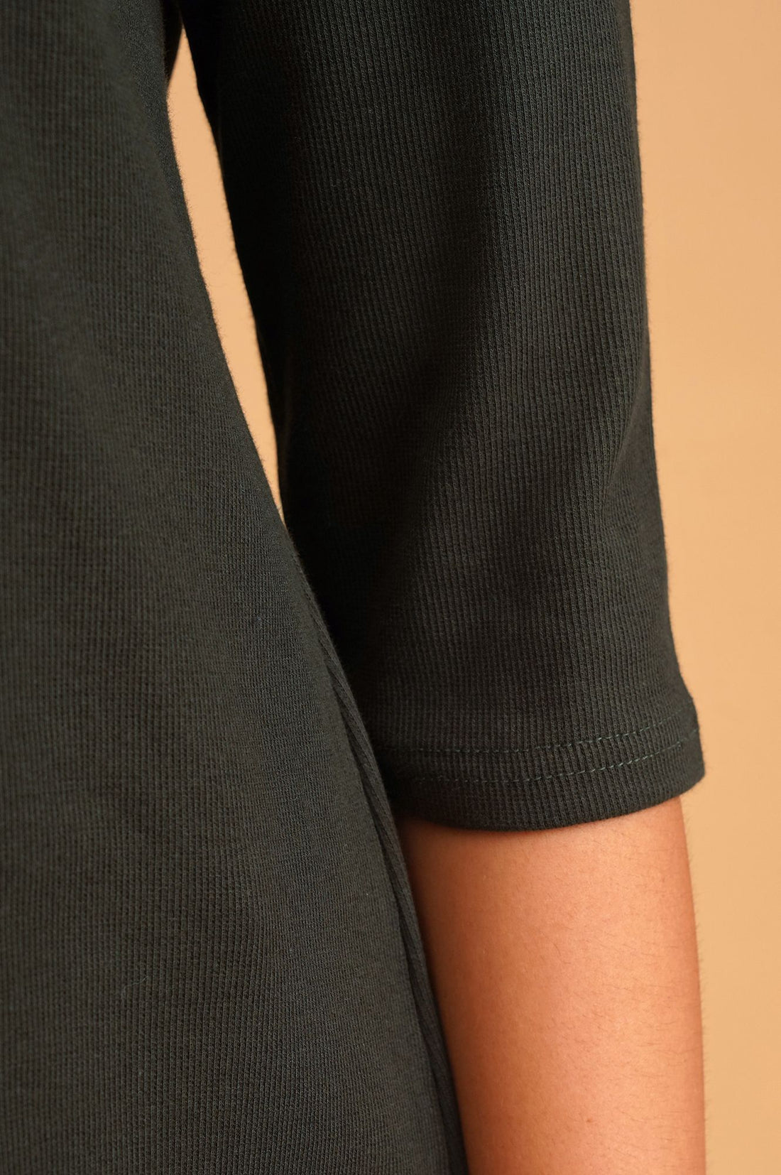 Charcoal Solid Lycra Straight Winter Top with Palazzo Co-ord Set