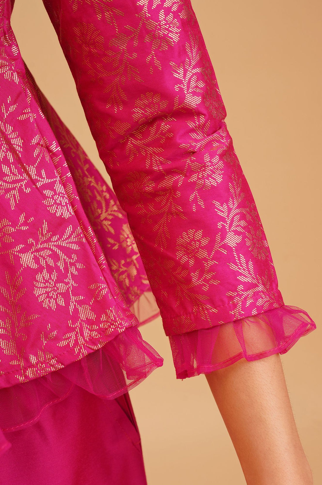 Pink Floral Printed Flared Jacket with Palazzo Set
