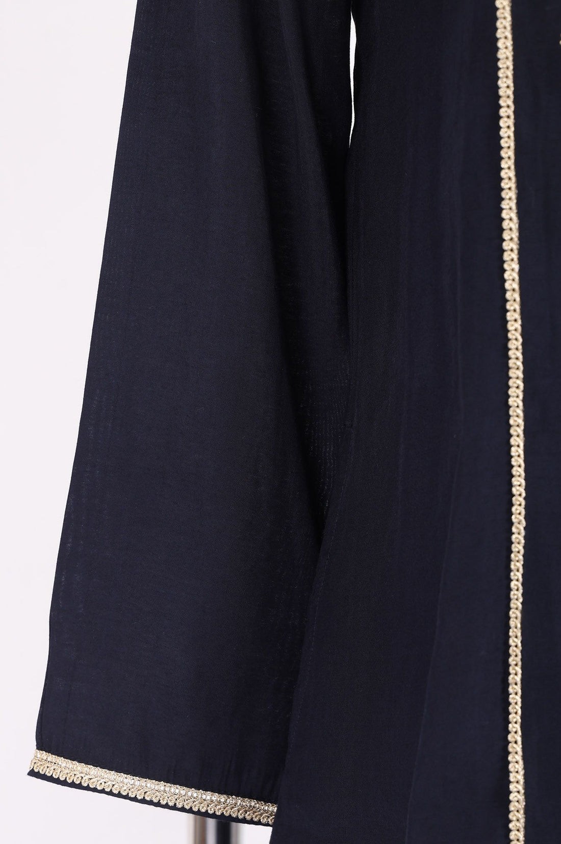 Navy Blue Embroidered Chanderi Straight Kurta with Palazzo Co-ord Set