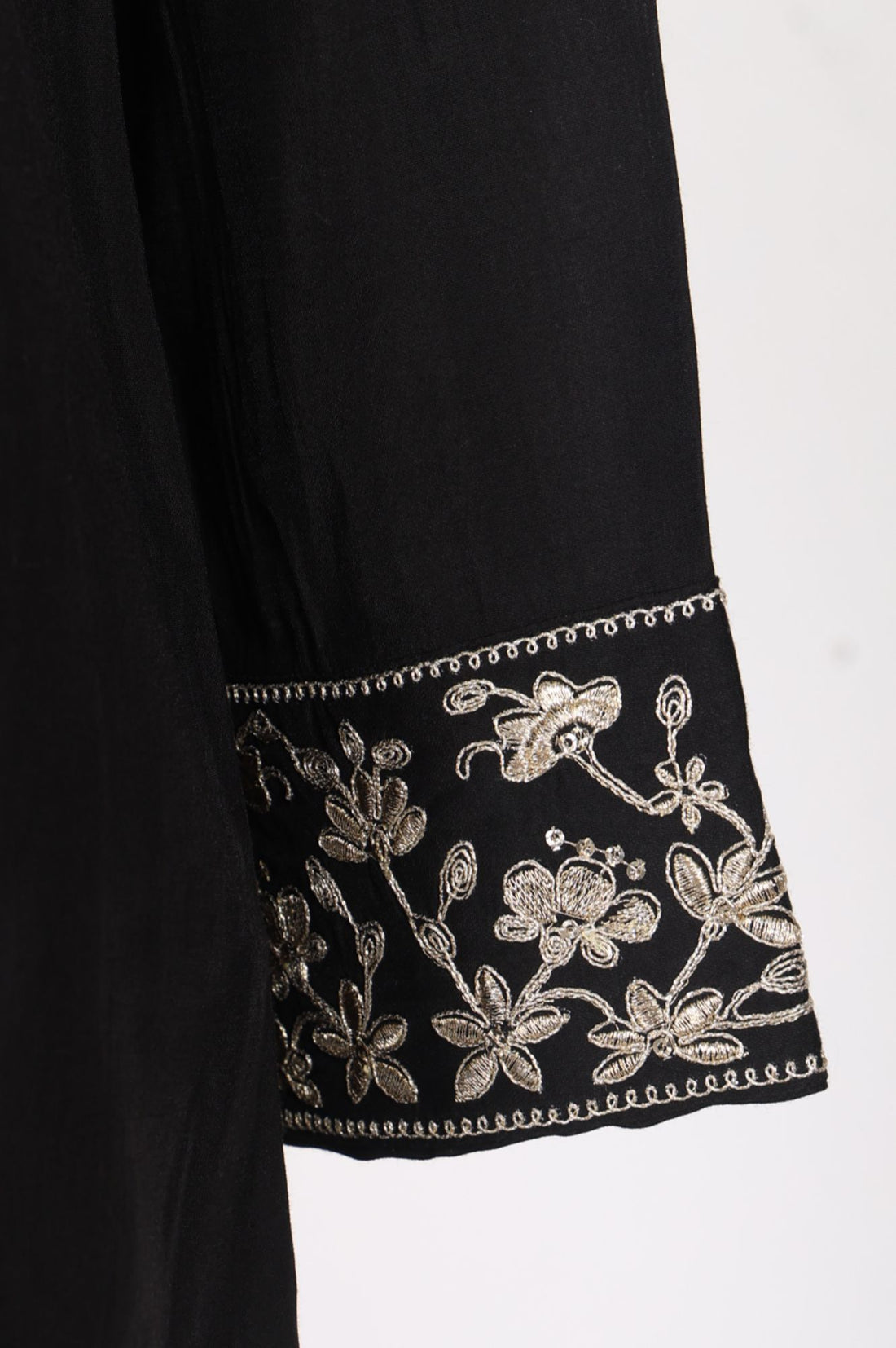 Black Faux Chanderi Zari Embroidered Top &amp; Palazzo Set