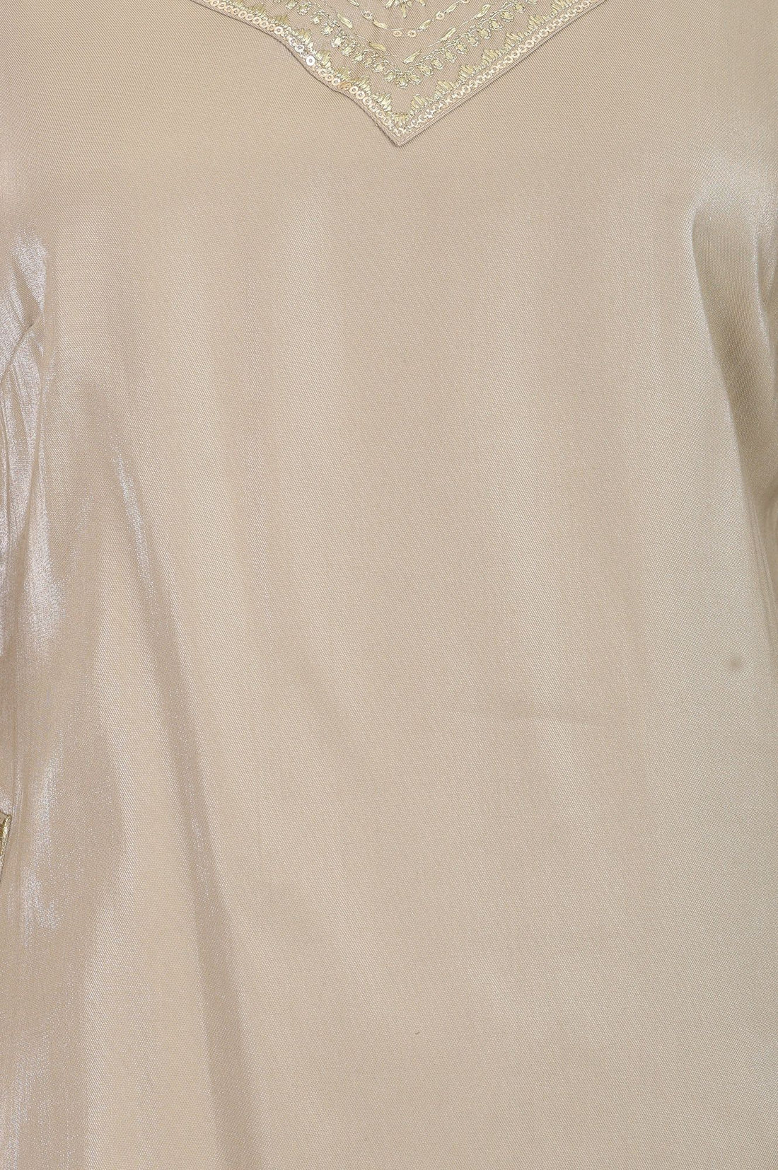 Gold Yarn Dyed Embroidered Rayon Straight Kurta with Palazzo Co-ord Set