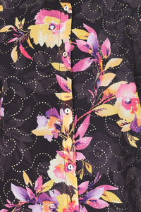 Black Floral Printed Georgette Straight Top