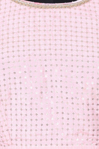 Pink Floral Printed Georgette Saree with Stitched Blouse