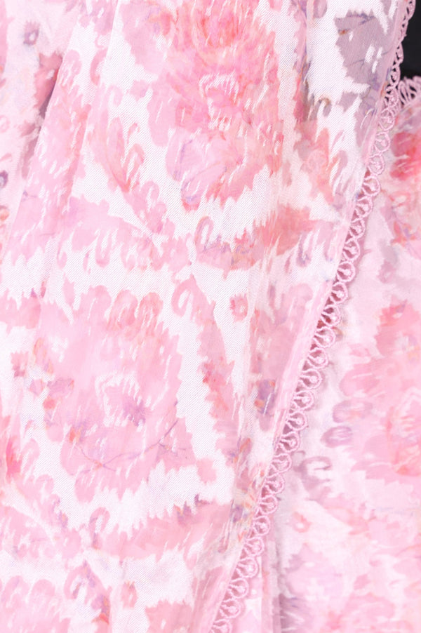 Pink Floral Printed Georgette Saree with Stitched Blouse