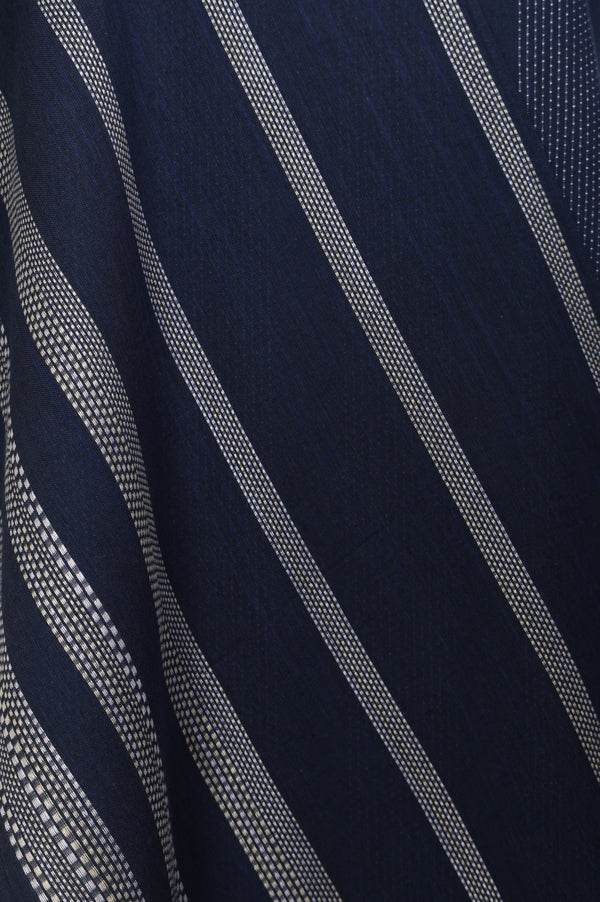 Navy Blue Yarn Dyed Striped Pure Cotton Stole
