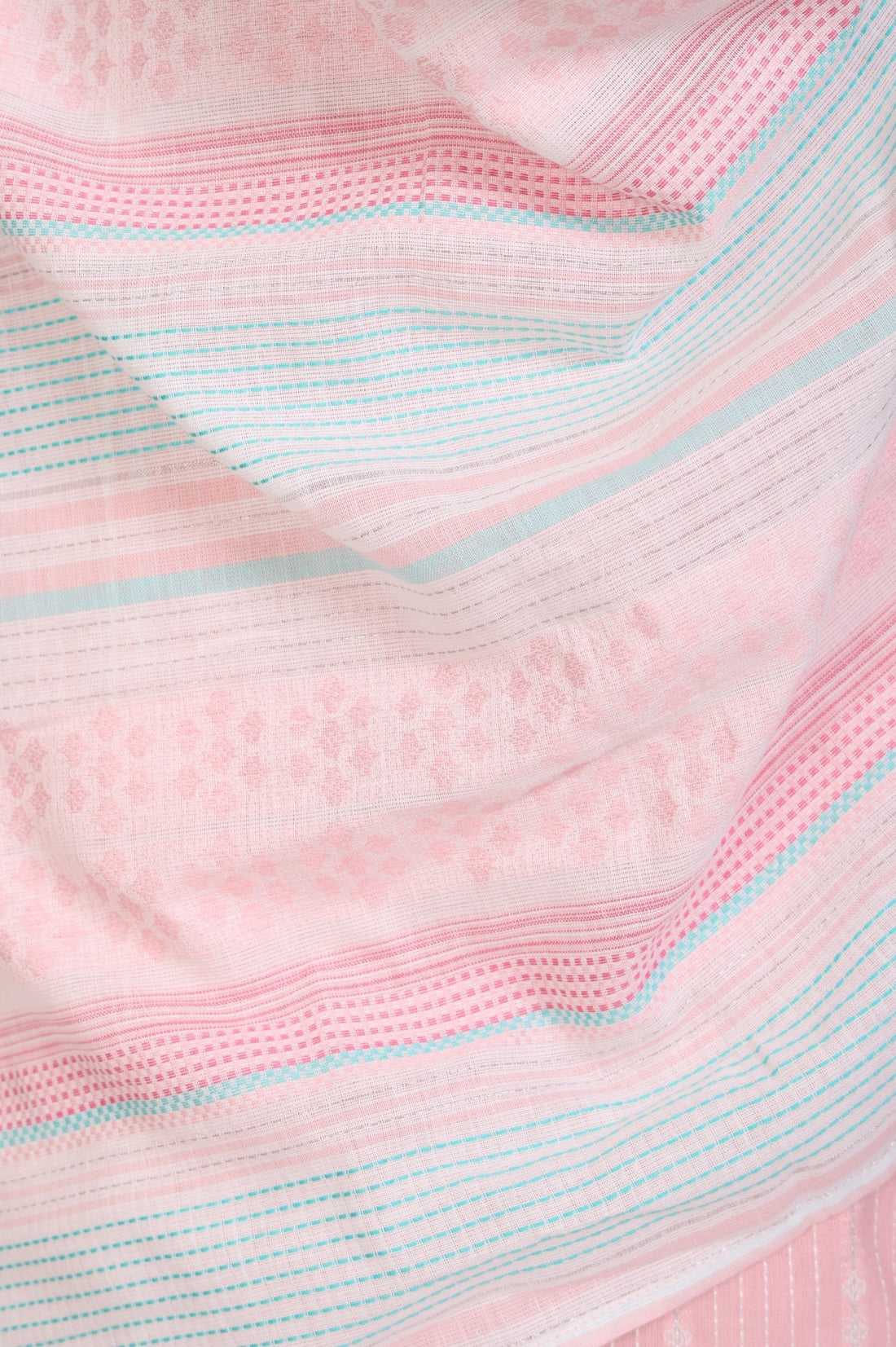 Pink Yarn Dyed Striped Cotton Blend Dupatta