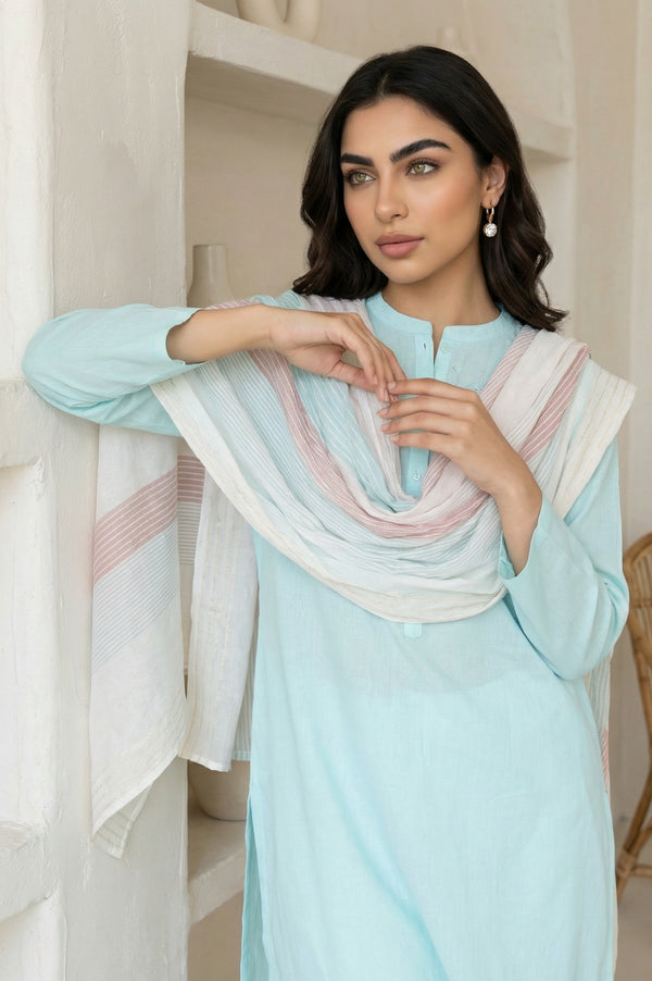 White Striped Dupatta