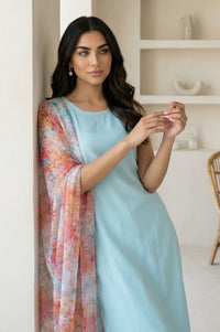 Multicolor Floral Printed Organza Dupatta