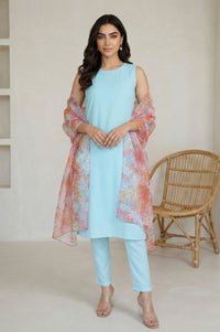 Multicolor Floral Printed Organza Dupatta