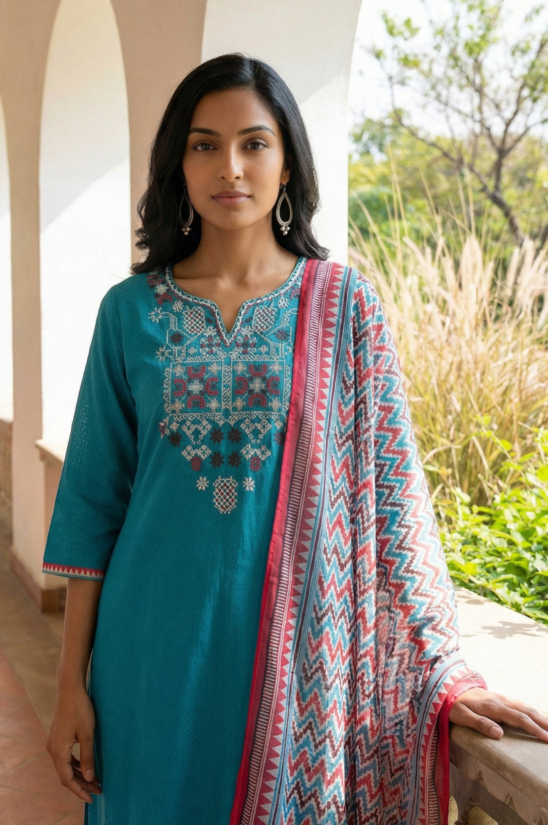 Multicolor Geometric Printed Dupatta