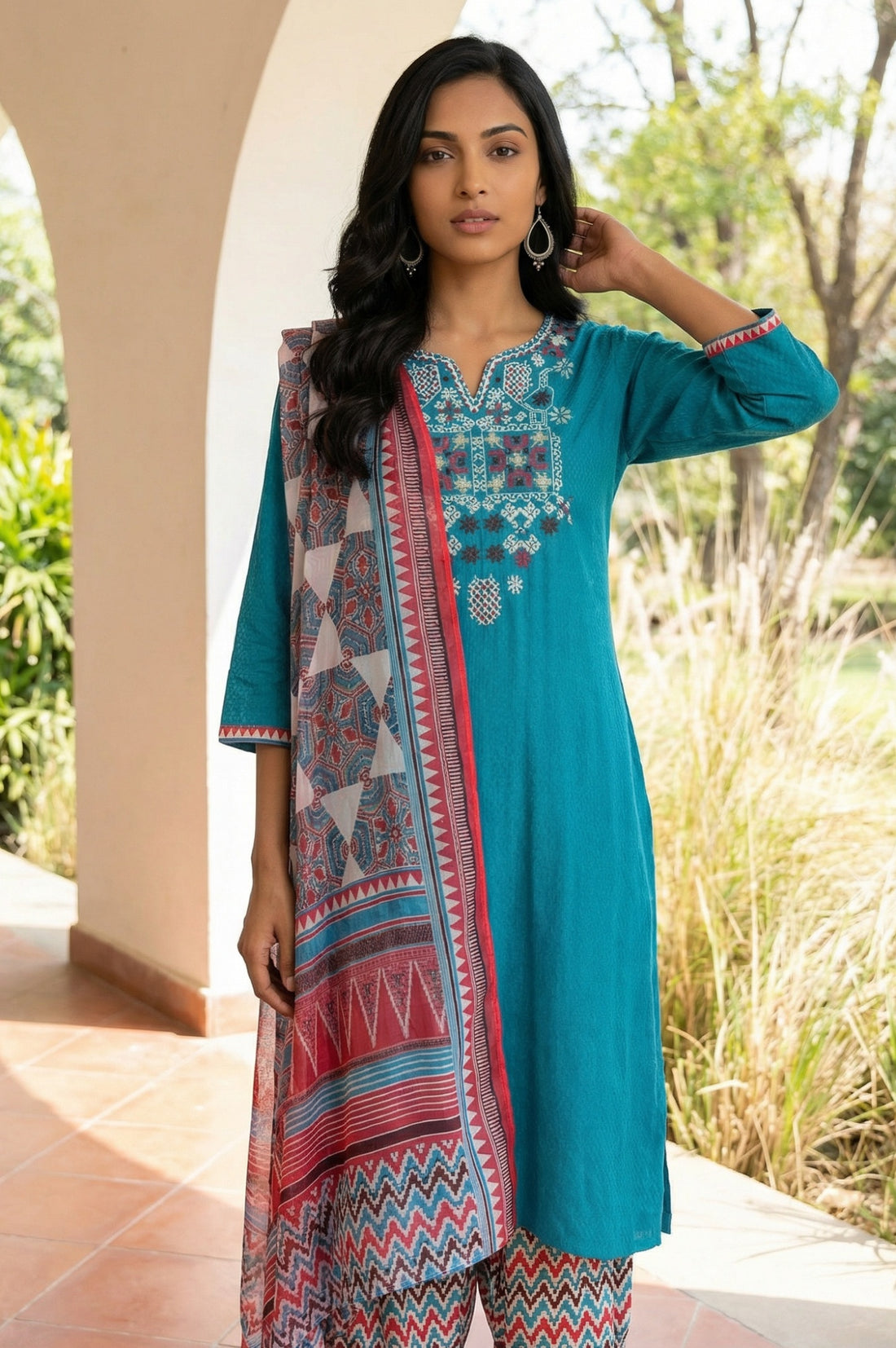Multicolor Geometric Printed Dupatta
