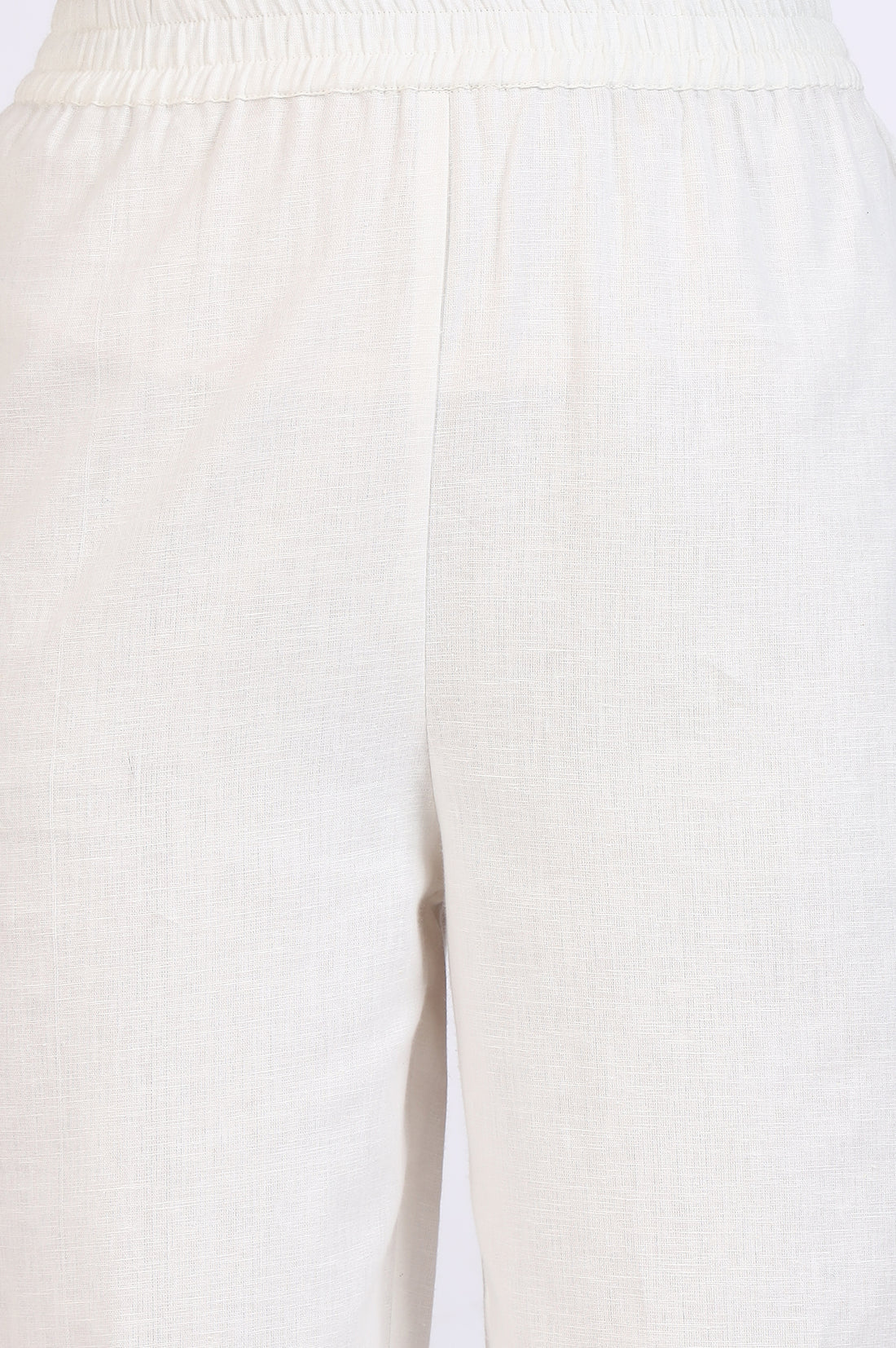 White Floal Printed Swiss Dot Cotton A-line Kurta and Trousers Set