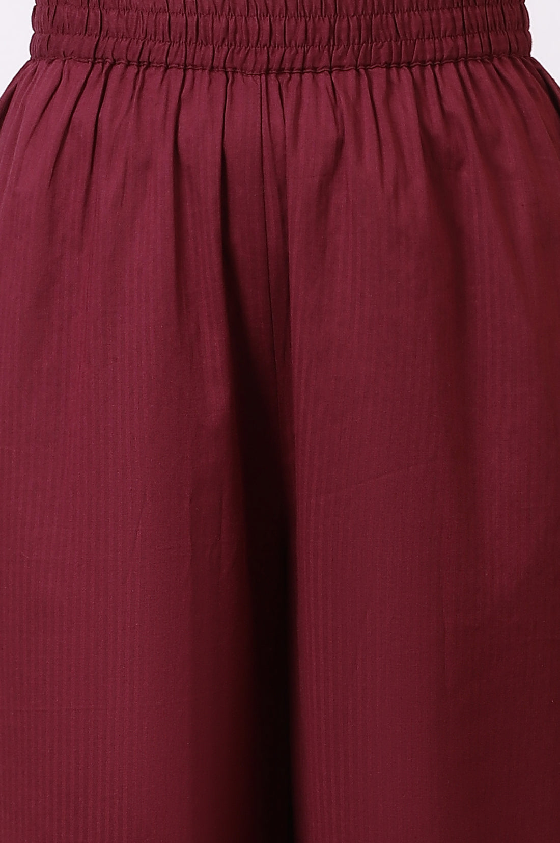 Maroon Embroidered Yoke Pure Cotton Straight Kurta and Pants Set