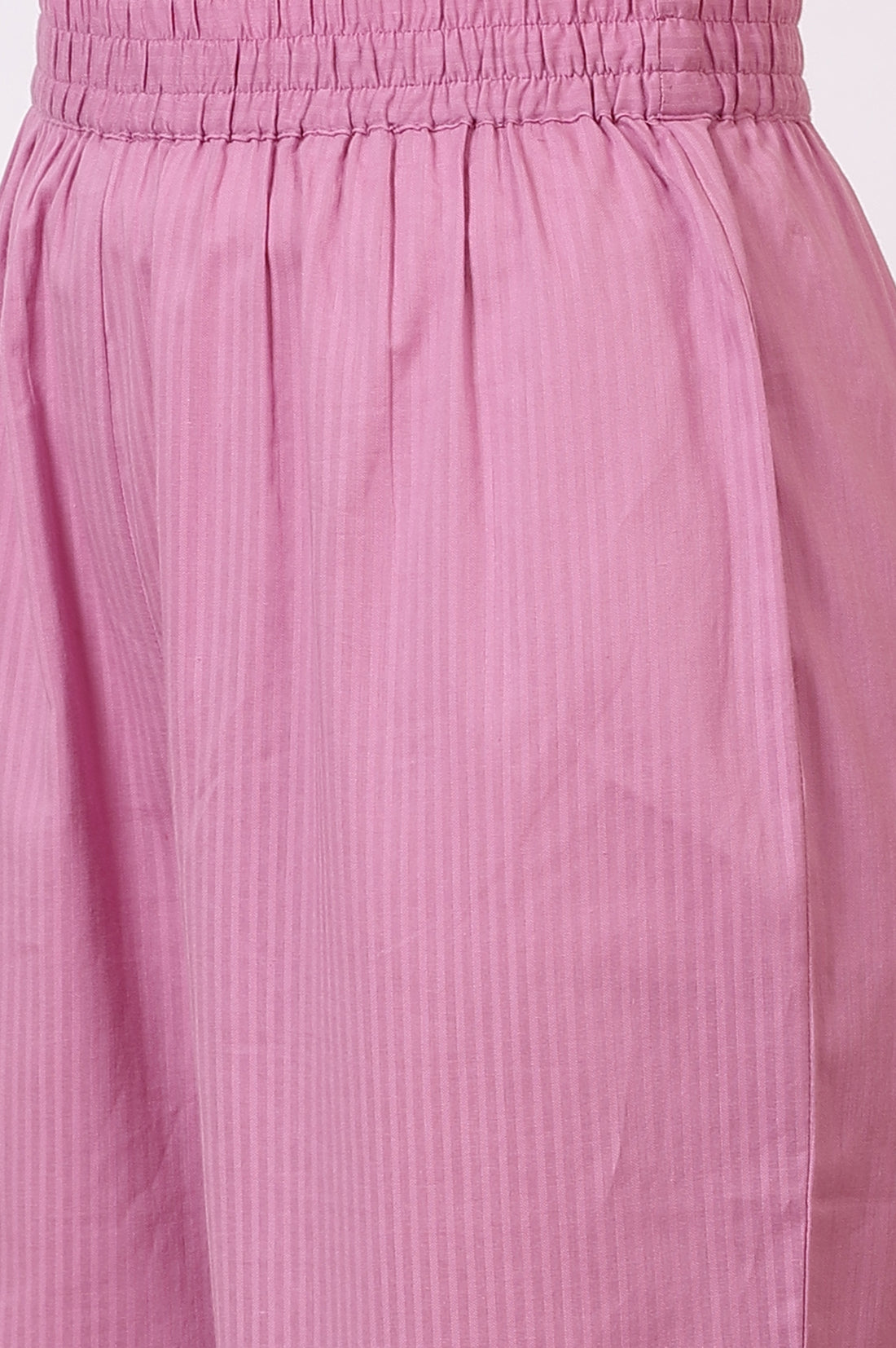 Pink Embroidered Yoke Pure Cotton Straight Kurta and Pants Set