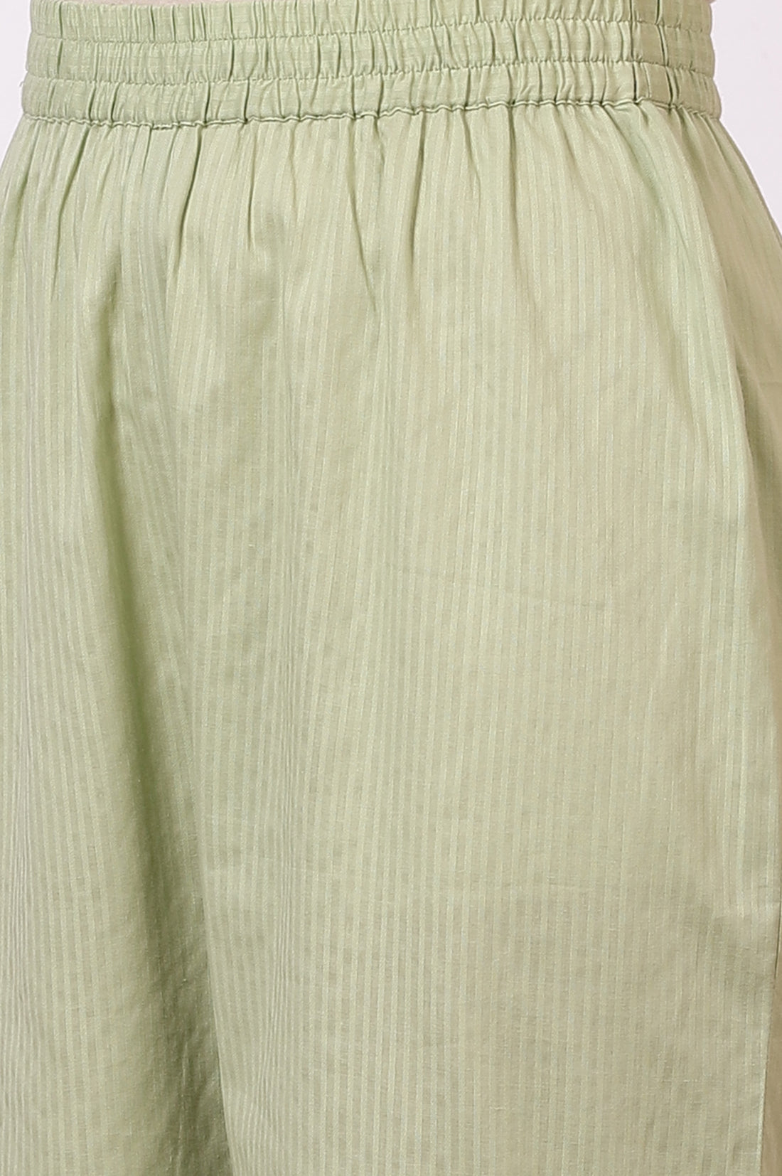 Green Embroidered Yoke Pure Cotton Straight Kurta and Pants Set