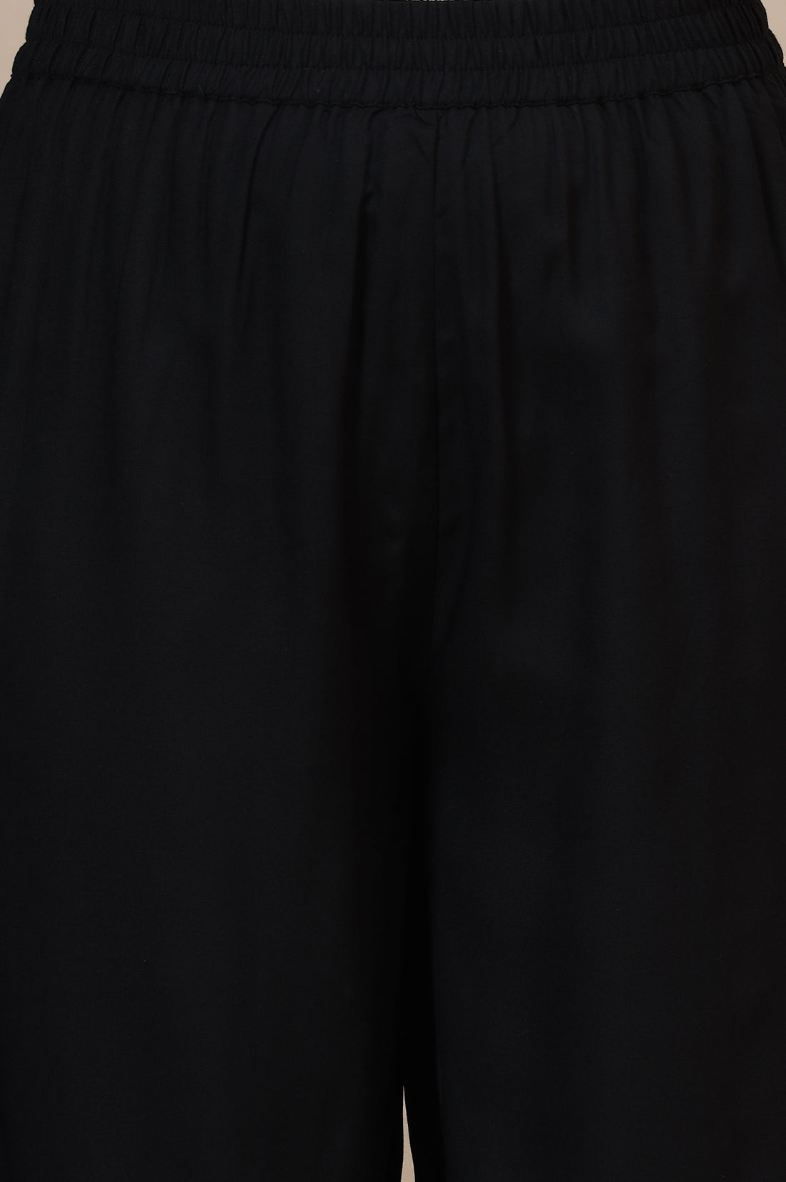 Black Floral Printed Straight Kota Kurta with Embroidered Neckline