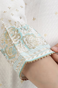 White Foil Printed Rayon Straight Kurta with Lace