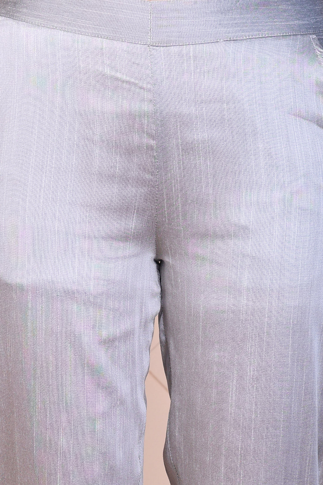 Grey Yarn-Dyed Solid Straight Fit Trousers
