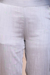 Grey Yarn-Dyed Solid Straight Fit Trousers