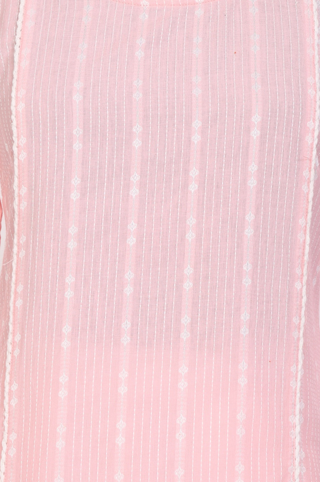 Pink Striped Cotton Blend Straight Kurta with Palazzo Set