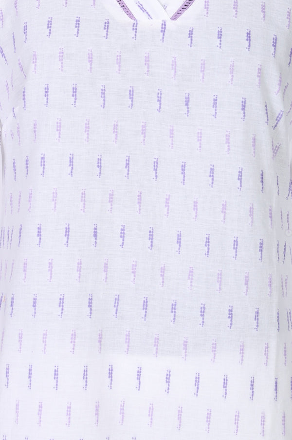 White Yarn Dyed Pure Cotton Straight Kurta and Palazzo Co-ord Set
