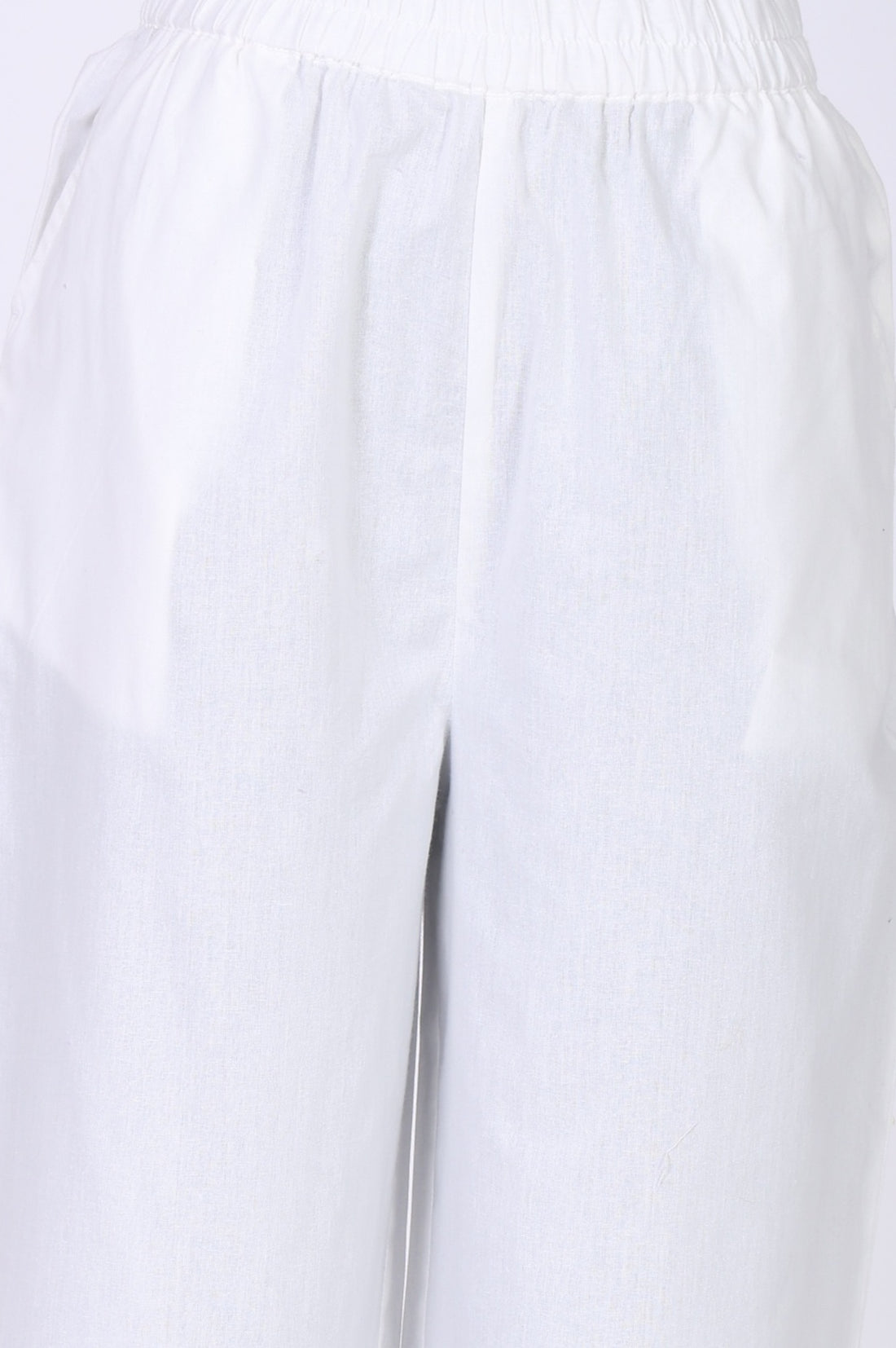 White Yarn Dyed Pure Cotton Straight Kurta and Palazzo Co-ord Set