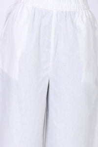 White Yarn Dyed Pure Cotton Straight Kurta and Palazzo Co-ord Set