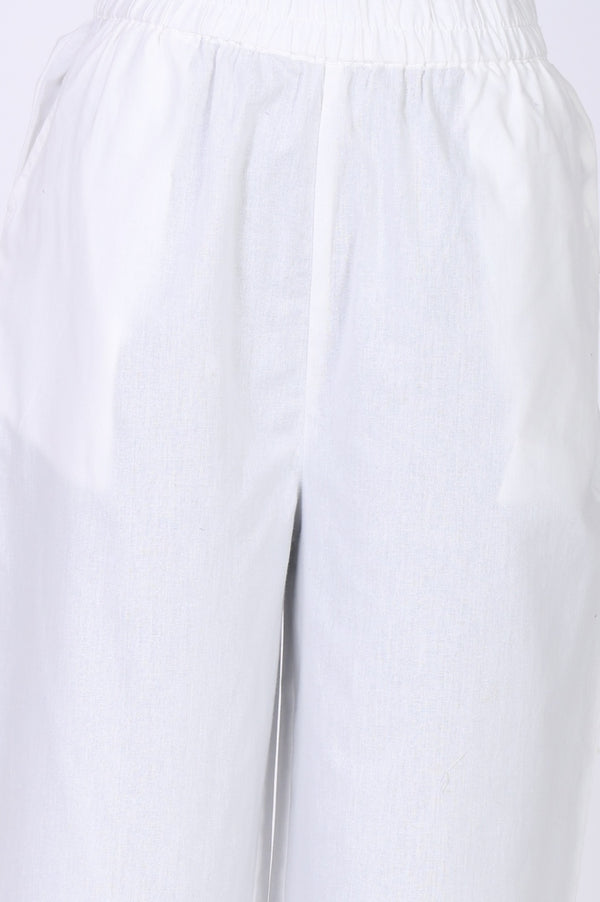 White Yarn Dyed Pure Cotton Straight Kurta and Palazzo Co-ord Set