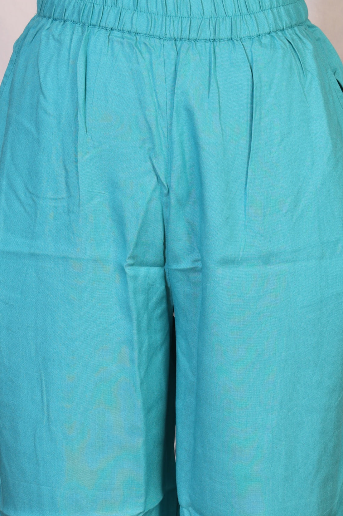 Turquoise Blue Floral Printed Straight Kurta with Palazzo Co-ord Set